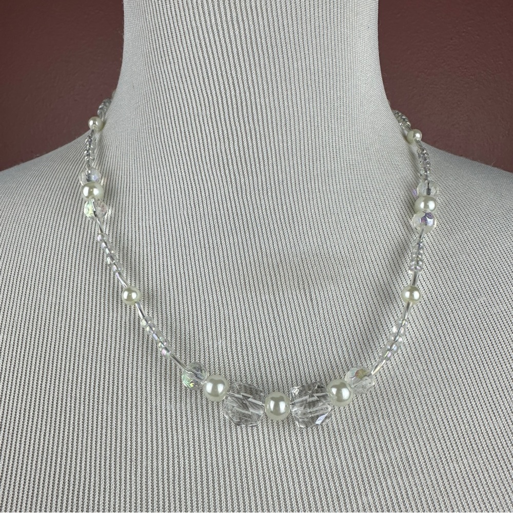 Mary Millsaps Elegant Faux Pearl and Crystal Necklace